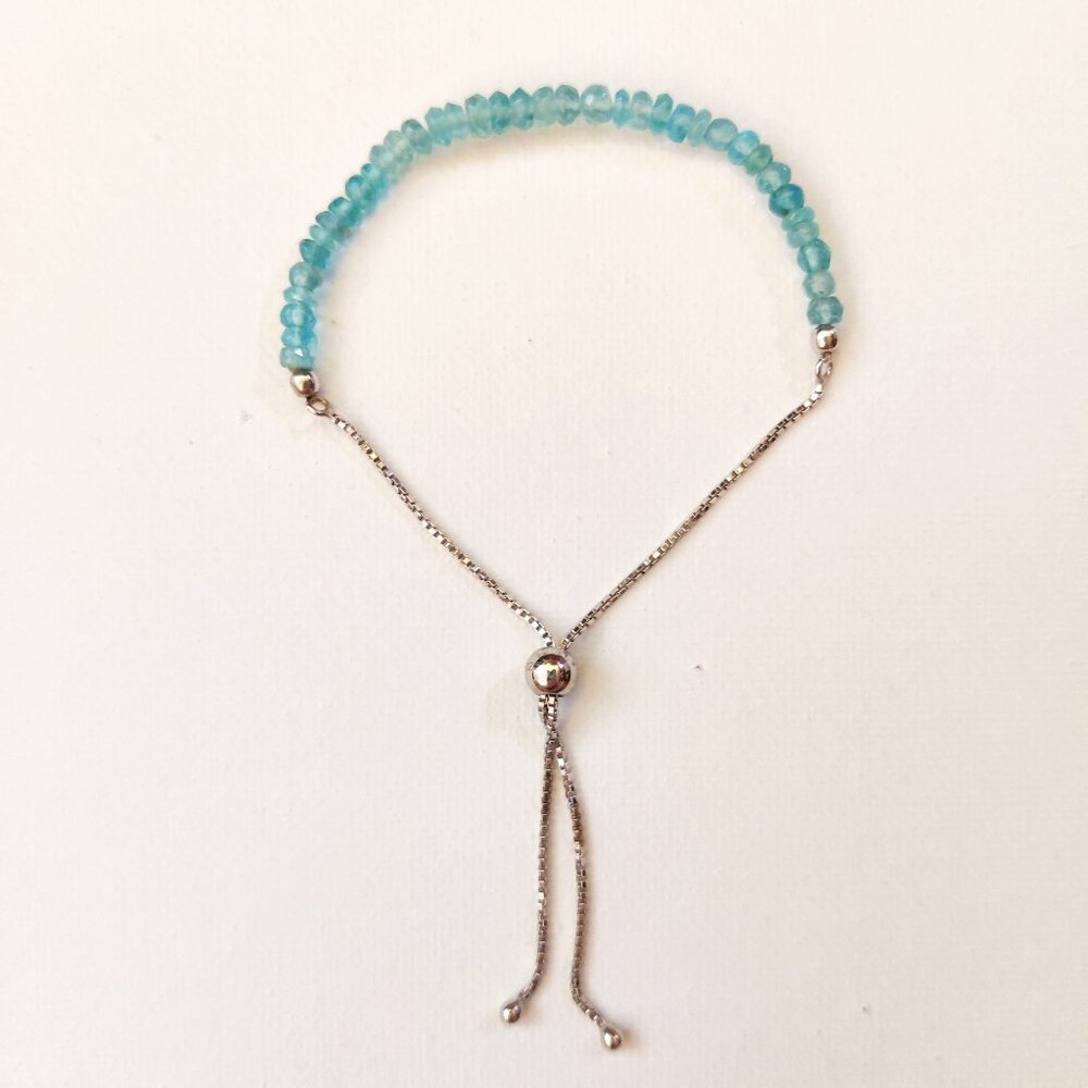 Sterling silver and blue apatite adjustable bracelet